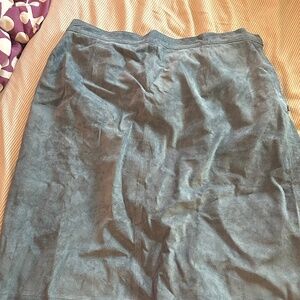 VINTAGE Suede - Blue Leather Maxi Skirt